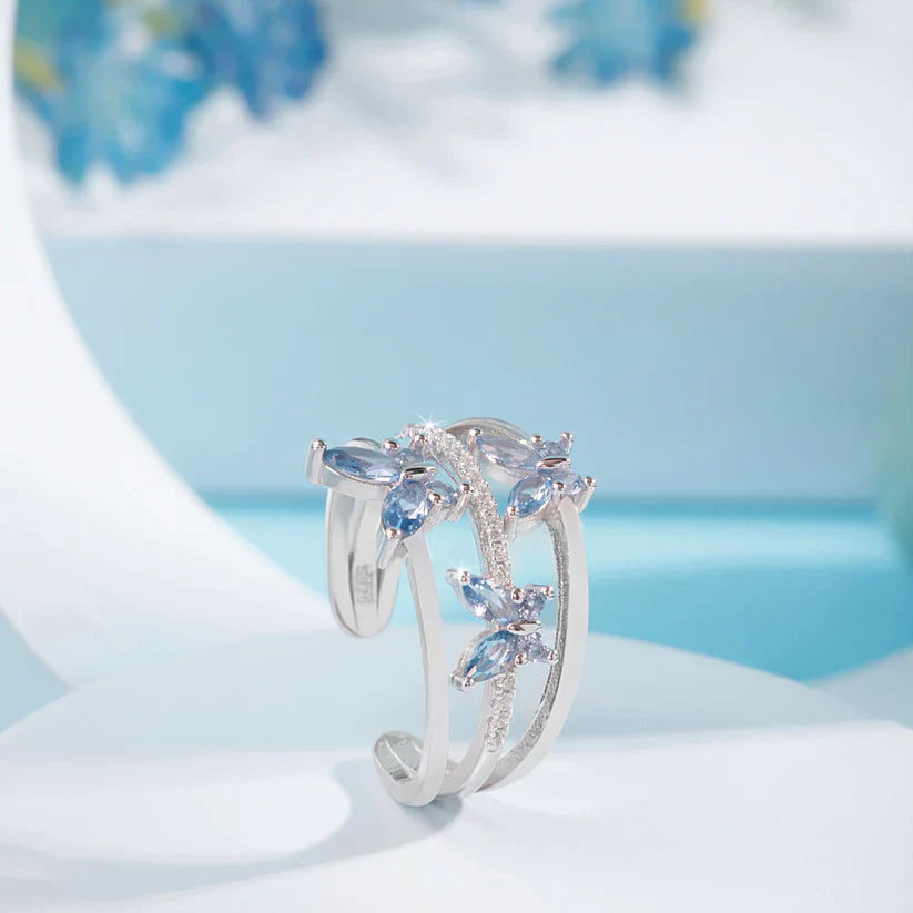 Silver Tri-Butterfly Ring